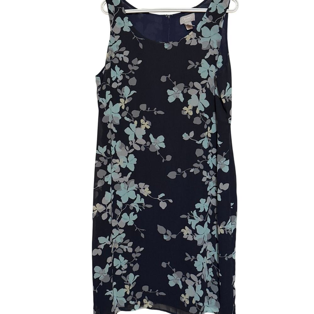 Old Navy Collection Women's Blue Floral Sleeveless Chiffon Overlay Dress Size 18